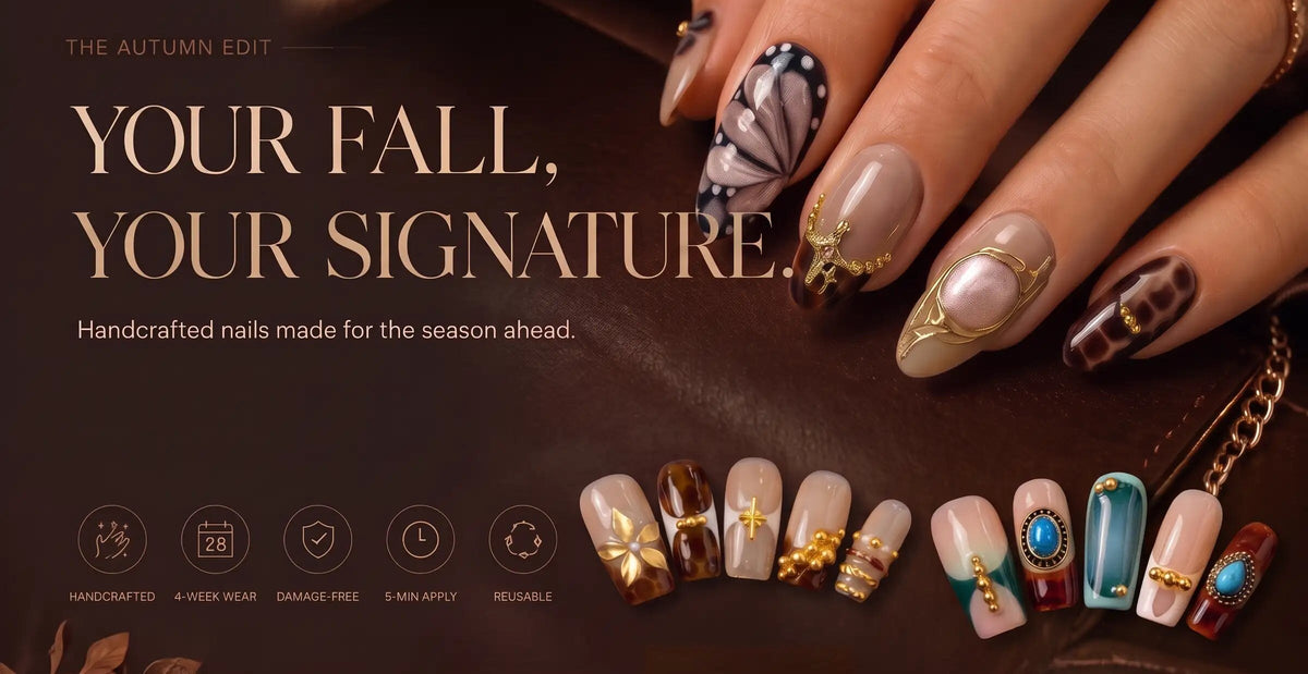 Your fall, your signature. Velvetips press-on nails